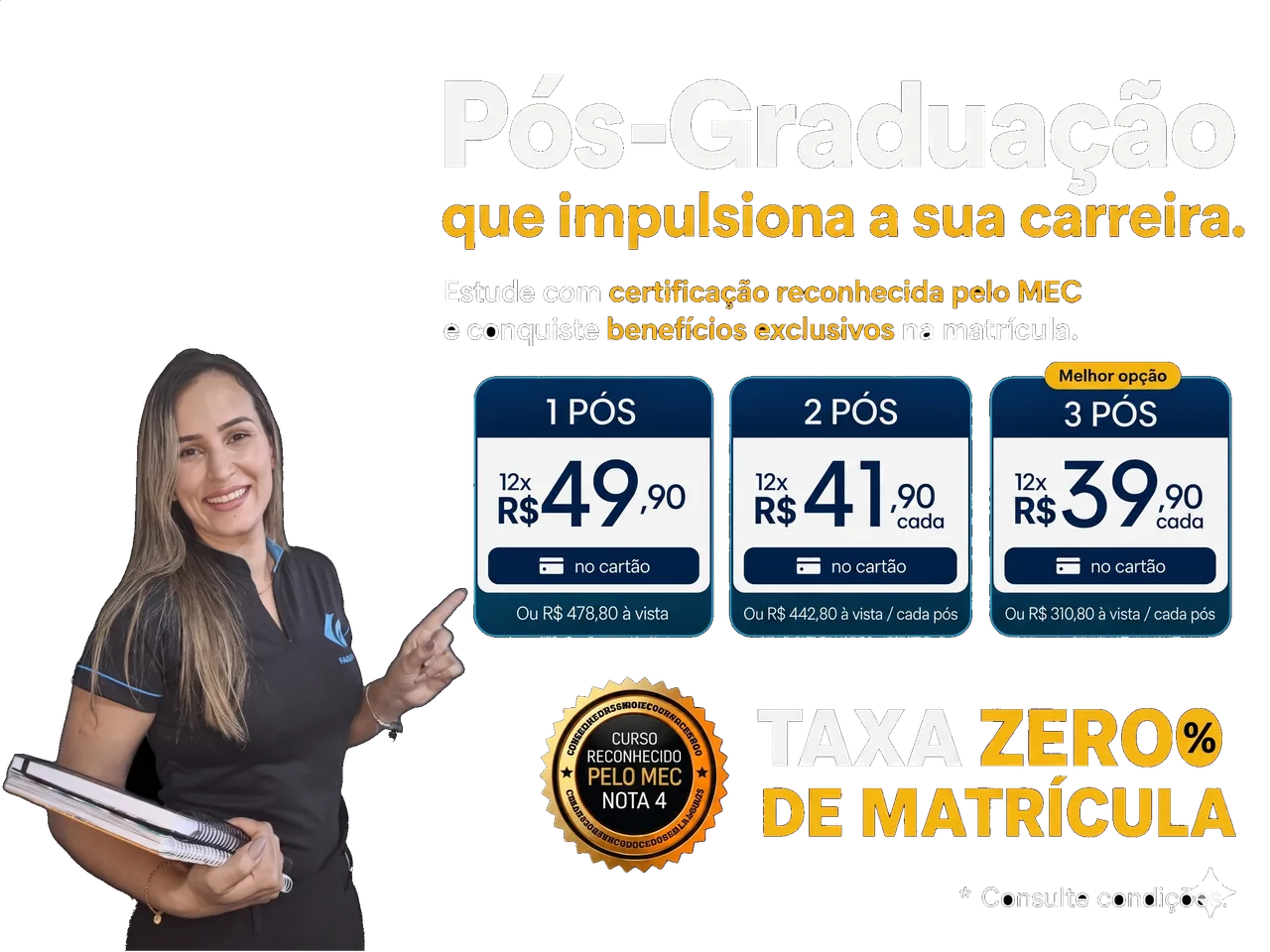 Oferta de pós-graduação EAD com taxa zero de matrícula